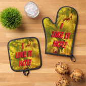 "Ik vind het lekker heet!" Ovenwant & Pannenlap Set (Top down)