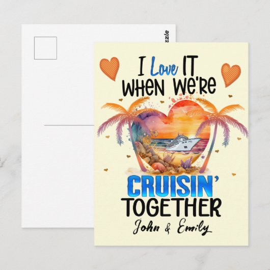 Ik vind het leuk als we samen cruises varen briefkaart (Voorkant / Achterkant)