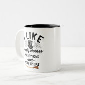 Ik vind het leuk dat Shows van Murder kleding make Tweekleurige Koffiemok (Voorkant links)