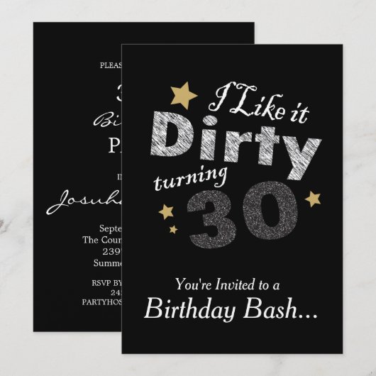 Ik vind het leuk Dirty Turning 30 - 30th Birthday Kaart (Voorkant / Achterkant)