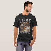 Ik vind het leuk om appel grappige kat meme bootle t-shirt (Voorkant volledig)