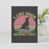 Ik vind honden en wiet leuk En misschien 3 mensen Kaart (Staand voorkant)