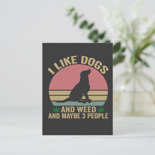 Ik vind honden leuk en wiet En misschien 3 mensen Briefkaart (Staand voorkant)