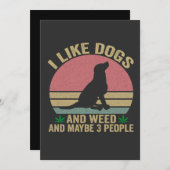 Ik vind honden leuk en wiet En misschien 3 mensen Kaart (Voorkant / Achterkant)