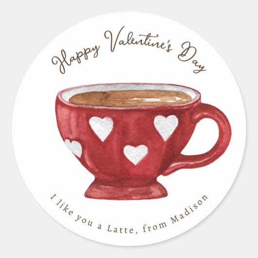 Ik vind je een latte Valentijns Ronde Sticker (Voorkant)