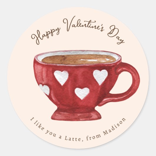 Ik vind je een latte Valentijns Ronde Sticker (Voorkant)