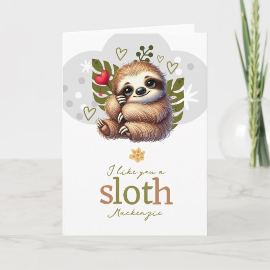 Ik vind je een luiaard gepersonaliseerde Valentijn Feestdagen Kaart (Voorkant)