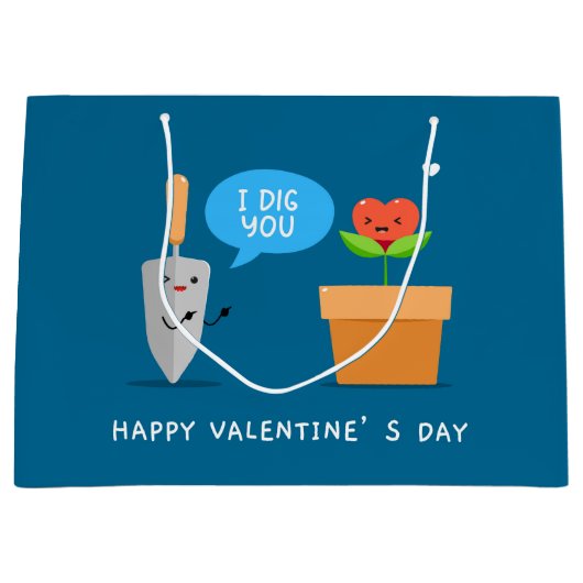 Ik vind je gelukkig Valentijnsdag grappig | Liefde Groot Cadeauzakje (Voorkant)