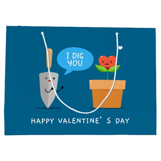 Ik vind je gelukkig Valentijnsdag grappig | Liefde Groot Cadeauzakje (Achterkant)