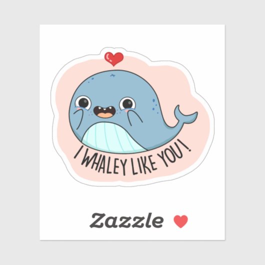 Ik vind je grappige walviswoordspeling leuk sticker (Vel)