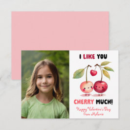 Ik vind je kers veel leuk Klas foto Valentijn Notitiekaartje