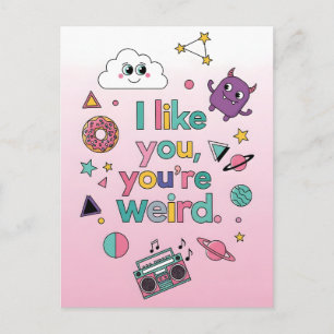 Ik vind je leuk, je bent grappig Raar Retro 90s Ka Briefkaart