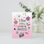 Ik vind je leuk Je bent grappig raar Retro 90s Kaw Briefkaart (Staand voorkant)