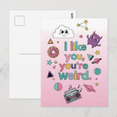 Ik vind je leuk Je bent grappig raar Retro 90s Kaw Briefkaart (Voorkant / Achterkant)