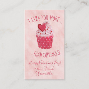 Ik vind je leuker dan cupcakes Valentijnsdag Kaart Visitekaartje