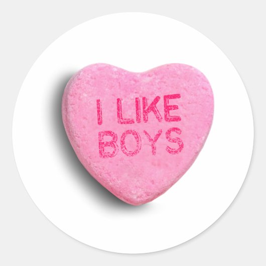 Ik vind jongens leuk ronde sticker (Voorkant)