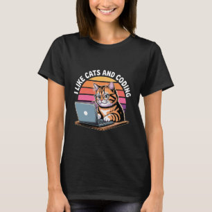 Ik vind katten en coderen leuk programmeur passie t-shirt
