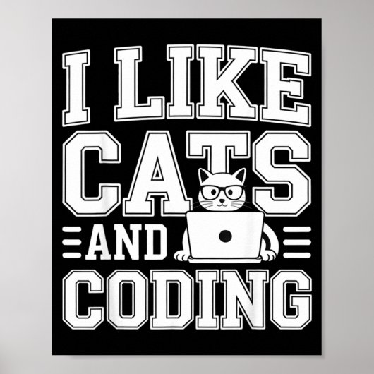 Ik vind katten en coderen programmeur leuk op Tech Poster (Voorkant)