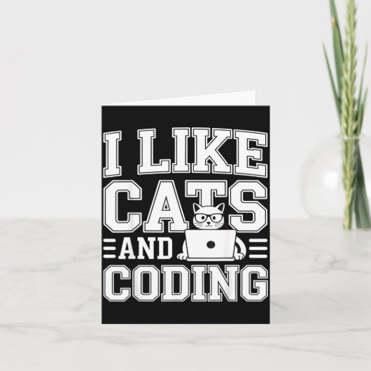 Ik vind katten en coderen programmeur op Tech leuk Kaart (Voorkant)