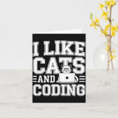 Ik vind katten en coderen programmeur op Tech leuk Kaart (Gele Bloem)