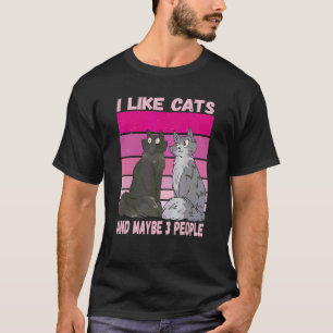 Ik vind katten leuk en misschien 3 mensen Katten T-shirt