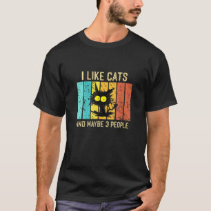 Ik vind katten leuk en misschien 3 mensen vintage t-shirt