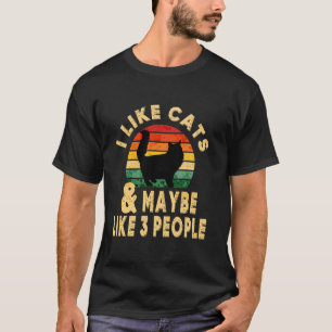 Ik vind katten leuk misschien leuk 3 mensen Vintag T-shirt