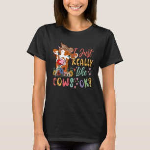 Ik vind koeien gewoon echt leuk Bloemkoe Das Boer T-shirt