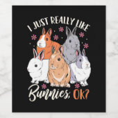 Ik vind konijnen echt leuk wijn etiket (Enkel label)