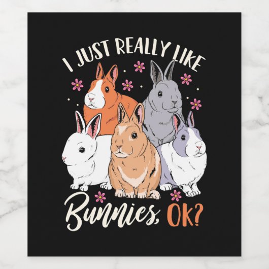 Ik vind konijnen echt leuk wijn etiket (Enkel label)