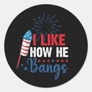 Ik vind leuk hoe hij patriottische 4 juli koppels  ronde sticker