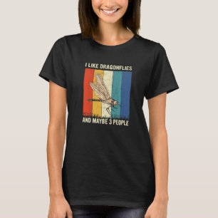 Ik vind libellen leuk en misschien 3 personen Retr T-shirt