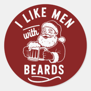 Ik vind mannen met baarden Kerstman kerstman bier Ronde Sticker