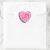 Ik vind meisjes leuk ronde sticker (Tas)