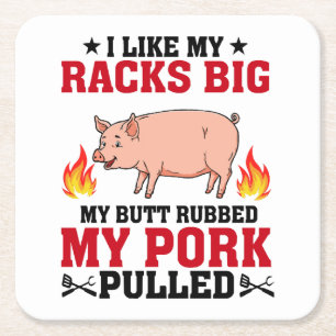 Ik vind mijn rekken grote BBQ, Butt Pork citaat Kartonnen Onderzetters