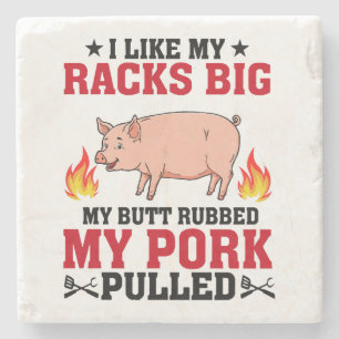 Ik vind mijn rekken grote BBQ, Butt Pork Quote Stenen Onderzetter