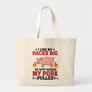 Ik vind mijn rekken grote BBQ, Butt Pork Quote Tote Bag