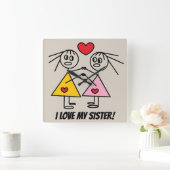 IK VIND MIJN SISTER Cute Sisters Design Vierkante Klok (Huis)