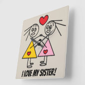 IK VIND MIJN SISTER Cute Sisters Design Vierkante Klok (Hoek)