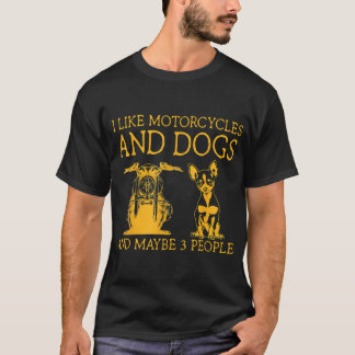 Ik vind motorfietsen en honden leuk en misschien 3 t-shirt