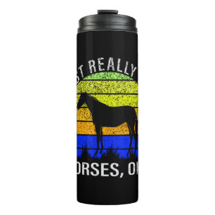 Ik vind paarden echt leuk in blauwe en gele zonson thermosbeker