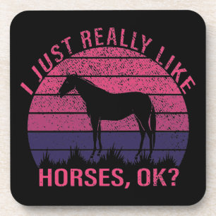 Ik vind paarden echt leuk in roze en diep paars    bier onderzetter