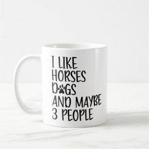 Ik vind paarden honden en misschien 3 mensen grapp koffiemok