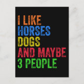 Ik vind paarden honden en misschien 3 mensen leuk  briefkaart (Voorkant)