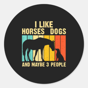 Ik vind paarden honden & misschien 3 mensen vintag ronde sticker