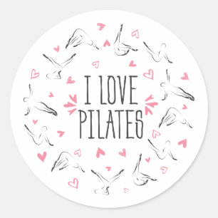 IK VIND PILATEN Pilates Poses in de vorm van een c Ronde Sticker
