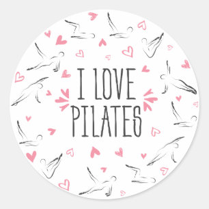 IK VIND PILATEN Pilates Poses in de vorm van een c Ronde Sticker
