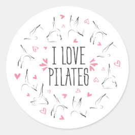 IK VIND PILATEN Pilates Poses in de vorm van een c Ronde Sticker