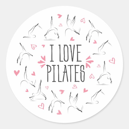 IK VIND PILATEN Pilates Poses in de vorm van een c Ronde Sticker (Voorkant)