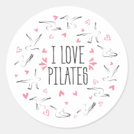 IK VIND PILATEN Pilates Poses in de vorm van een c Ronde Sticker